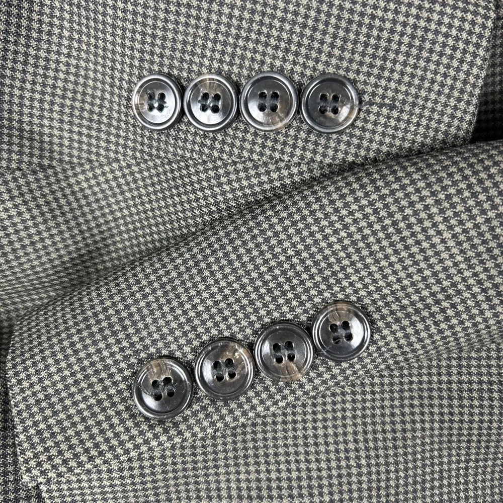 Gianfranco Ruffini Mens 46R Brown Black Houndstooth Sport Coat Blazer Wool Italy